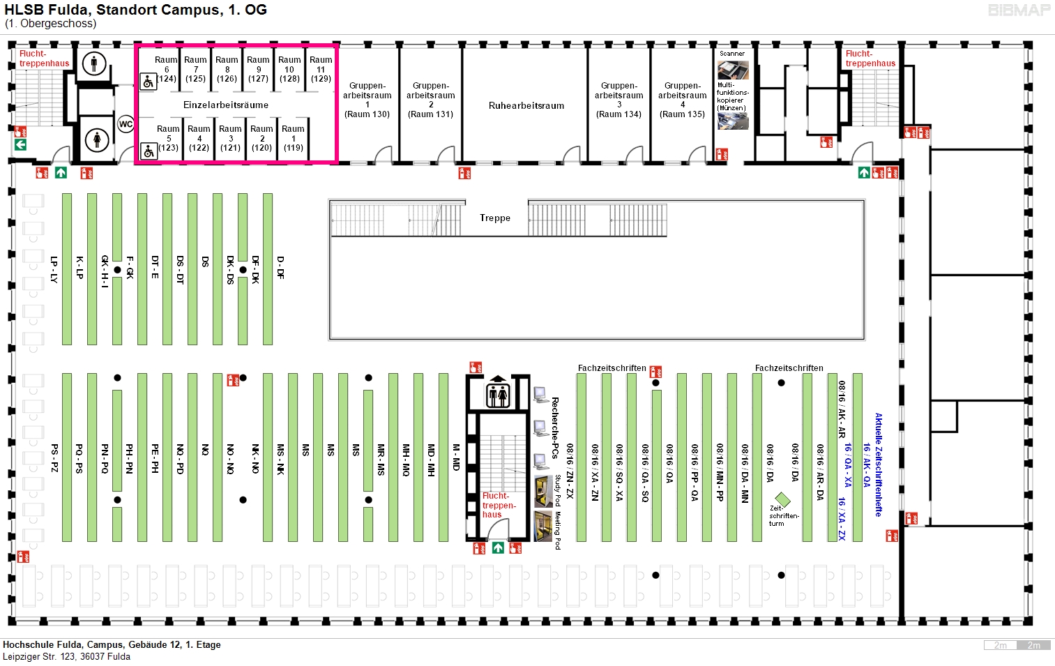 image of location system Hochschule Fulda, Campus, Gebude 12, 1. Etage
Leipziger Str. 123, 36037 Fulda
