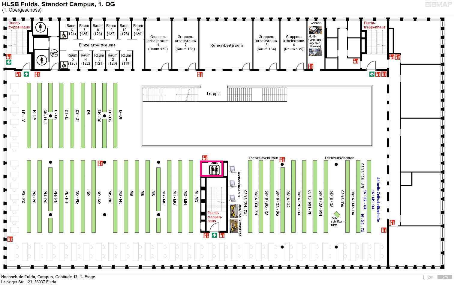 image of location system Hochschule Fulda, Campus, Gebude 12, 1. Etage
Leipziger Str. 123, 36037 Fulda
